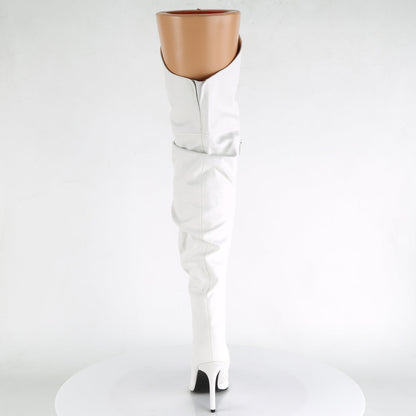 CLASSIQUE-3011 Pleaser White 4 Inch Tempting Thigh Length Boots