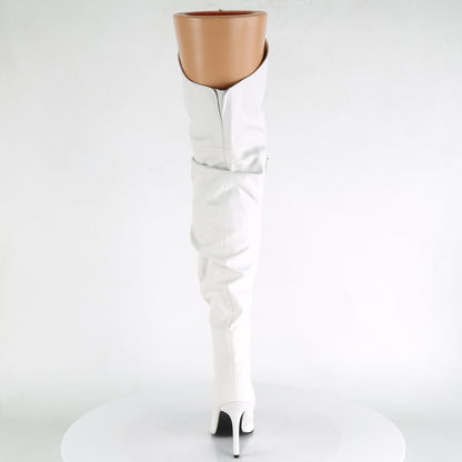 Pleaser CLASSIQUE-3011 White Thigh High Boots - 4 Inch Heels