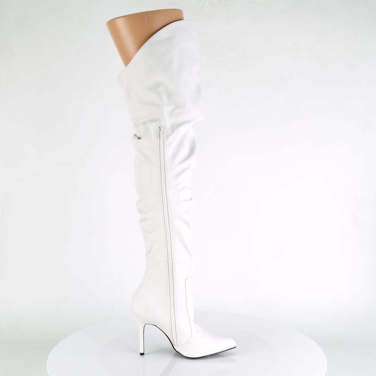 CLASSIQUE-3011 Pleaser White 4 Inch Tempting Thigh Length Boots