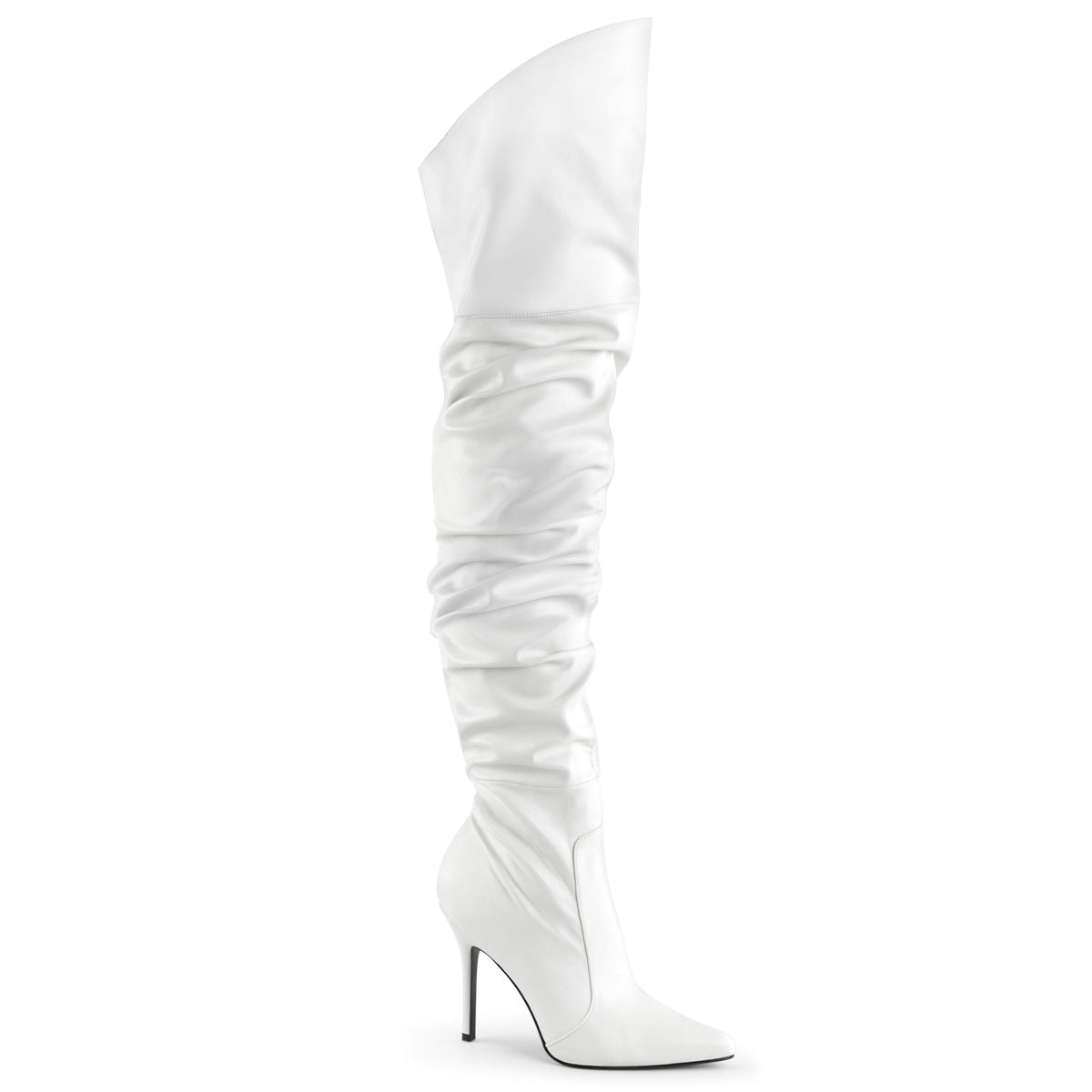 CLASSIQUE-3011 Pleaser White 4 Inch Tempting Thigh Length Boots White Faux Leather