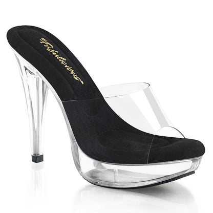 COCKTAIL-501 Fabulicious Clear 5 Inch Glamour Shoes Clr-Blk Clr