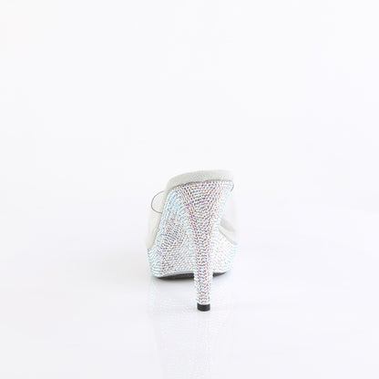 Fabulicious COCKTAIL-501DM Clear / Silver Multicolour Rhinestones Rhinestone Platform Mules - 5 Inch Heels