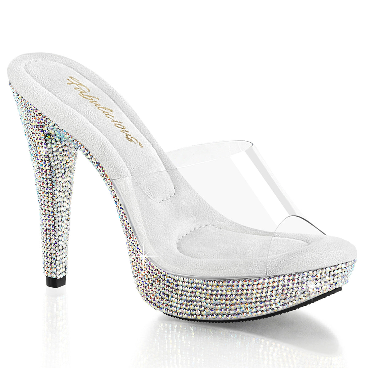 COCKTAIL-501DM Fabulicious Transparent Bling 5 Inch Posing Shoes Clr Slv Multi RS
