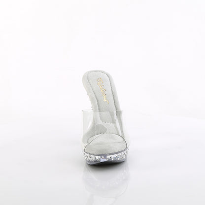 Fabulicious COCKTAIL-501SDT Clear Rhinestone Platform Mules - 5 Inch Heels