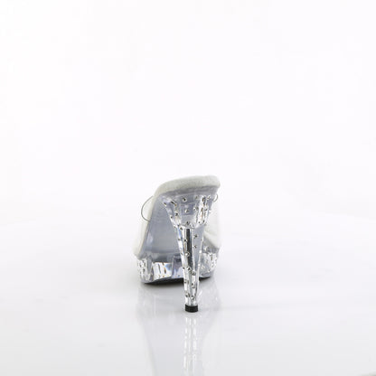 Fabulicious COCKTAIL-501SDT Clear Rhinestone Platform Mules - 5 Inch Heels