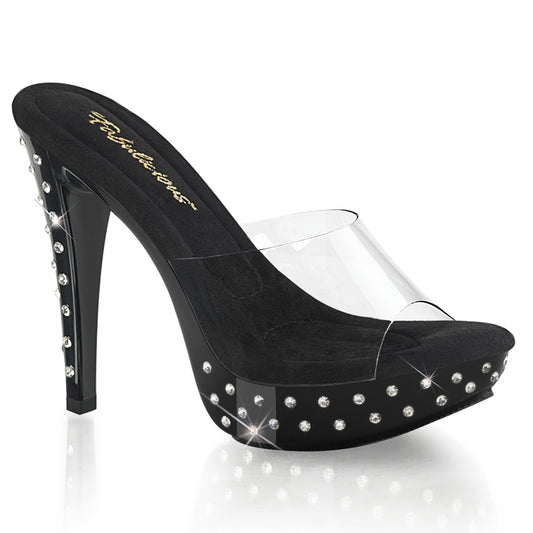 COCKTAIL-501SDT Fabulicious Clear Black 5 Inch Posing Shoes