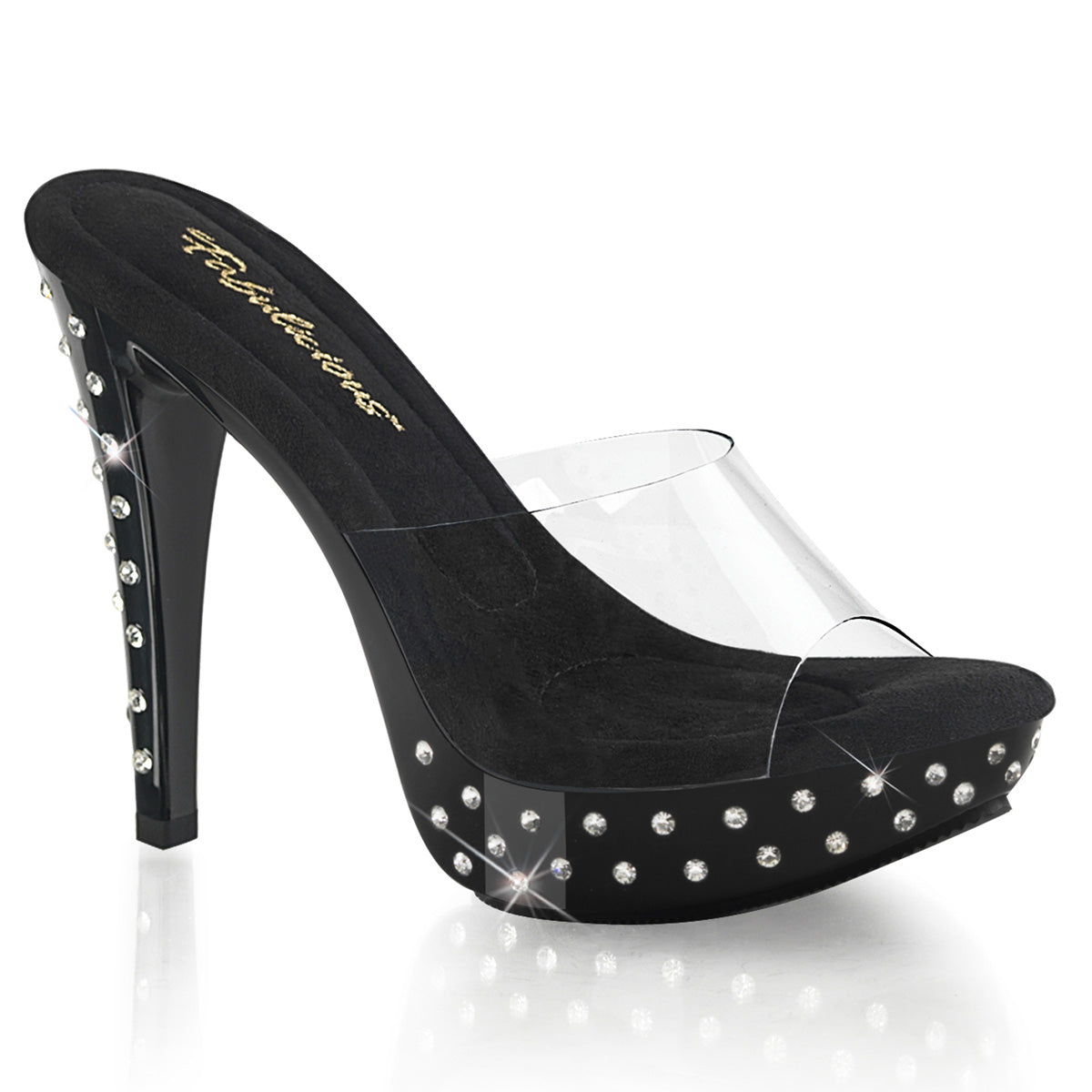 COCKTAIL-501SDT Fabulicious Clear Black 5 Inch Posing Shoes Clr Blk