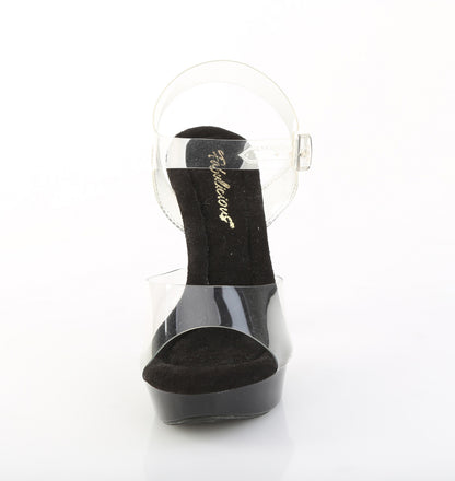 Fabulicious COCKTAIL-508 Clear / Black Platform Sandals - 5 Inch Heels