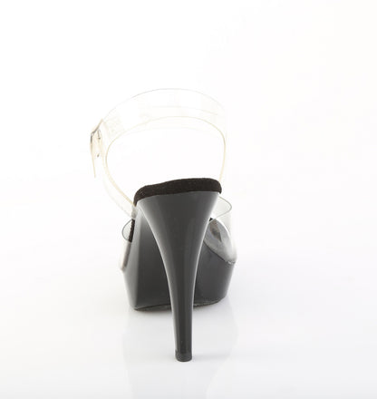 Fabulicious COCKTAIL-508 Clear / Black Platform Sandals - 5 Inch Heels