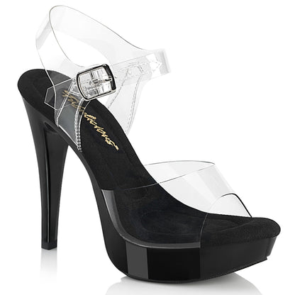 Fabulicious COCKTAIL-508 Clear / Black Platform Sandals - 5 Inch Heels