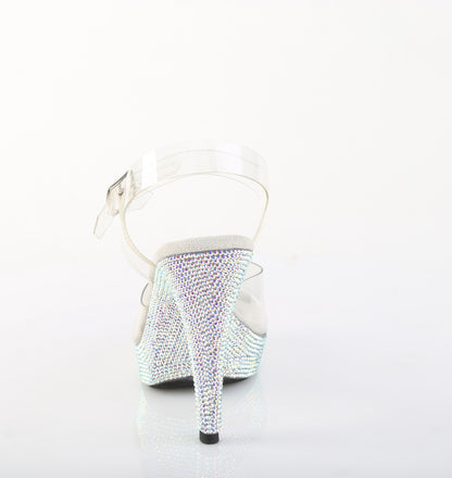 Fabulicious COCKTAIL-508DM Clear / Silver Multicolour Rhinestones Rhinestone Platform Sandals - 5 Inch Heels
