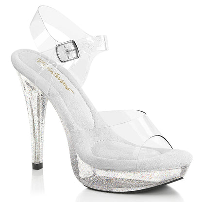 Fabulicious COCKTAIL-508MG Clear Glitter Platform Sandals - 5 Inch Heels