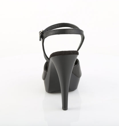 Fabulicious COCKTAIL-509 Black / Black Matte Platform Sandals - 5 Inch Heels
