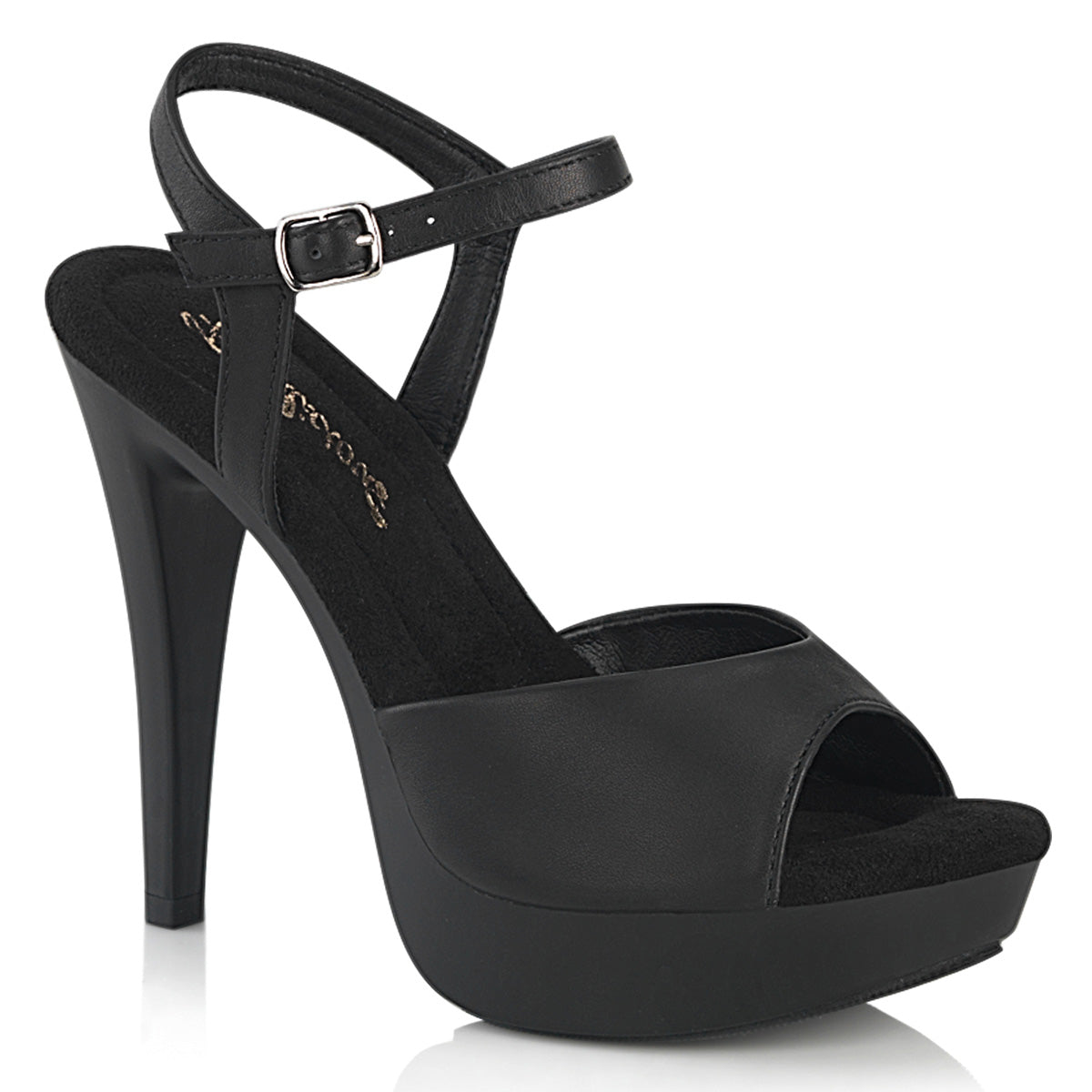 Fabulicious COCKTAIL-509 Black / Black Matte Platform Sandals - 5 Inch Heels