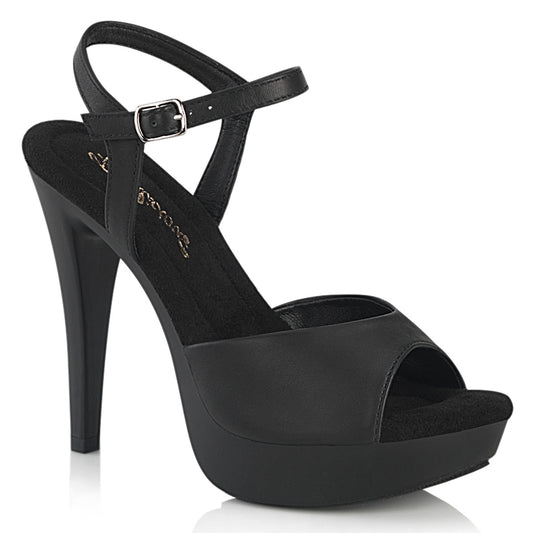 Fabulicious COCKTAIL-509 Black / Black Matte Platform Sandals - 5 Inch Heels