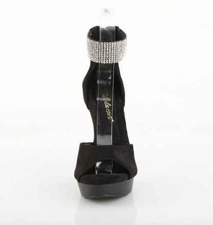 Fabulicious COCKTAIL-525 Black / Black Matte Rhinestone Open Toe Platform Sandals - 5 Inch Heels