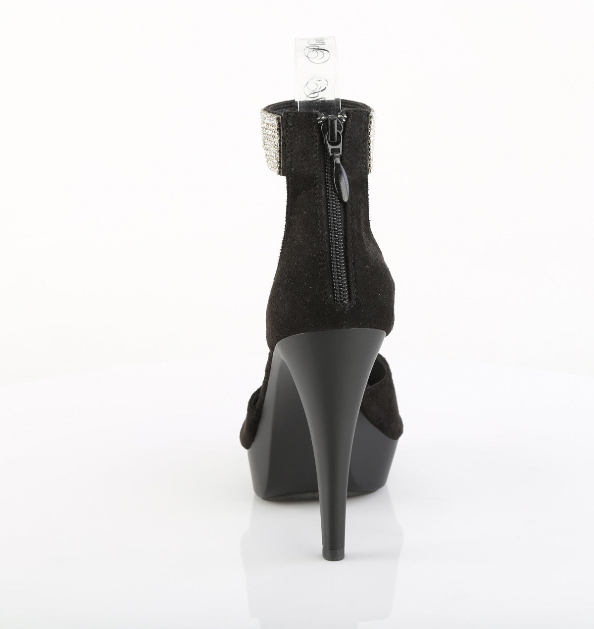 Fabulicious COCKTAIL-525 Black / Black Matte Rhinestone Open Toe Platform Sandals - 5 Inch Heels