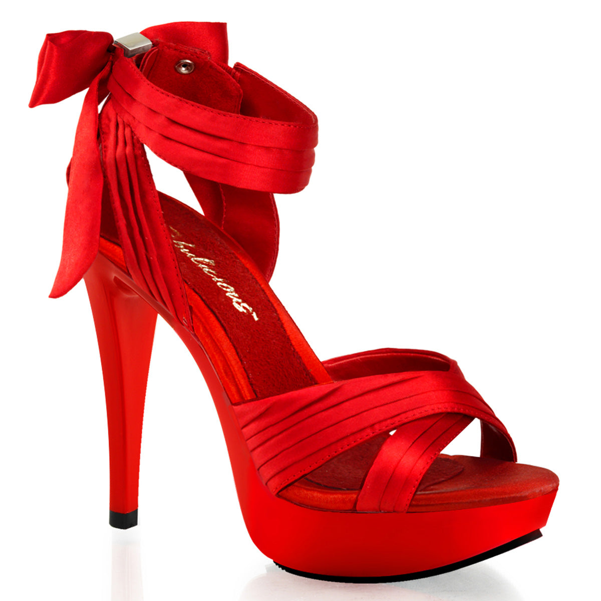 COCKTAIL-568 Fabulicious Red 5 Inch Fetish Shoes Red Satin Red