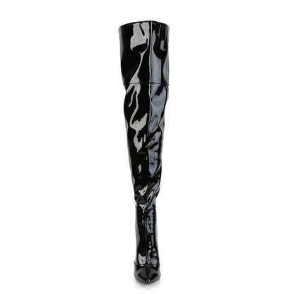 Pleaser COURTLY-3012 Black Thigh High Boots - 5 Inch Heels