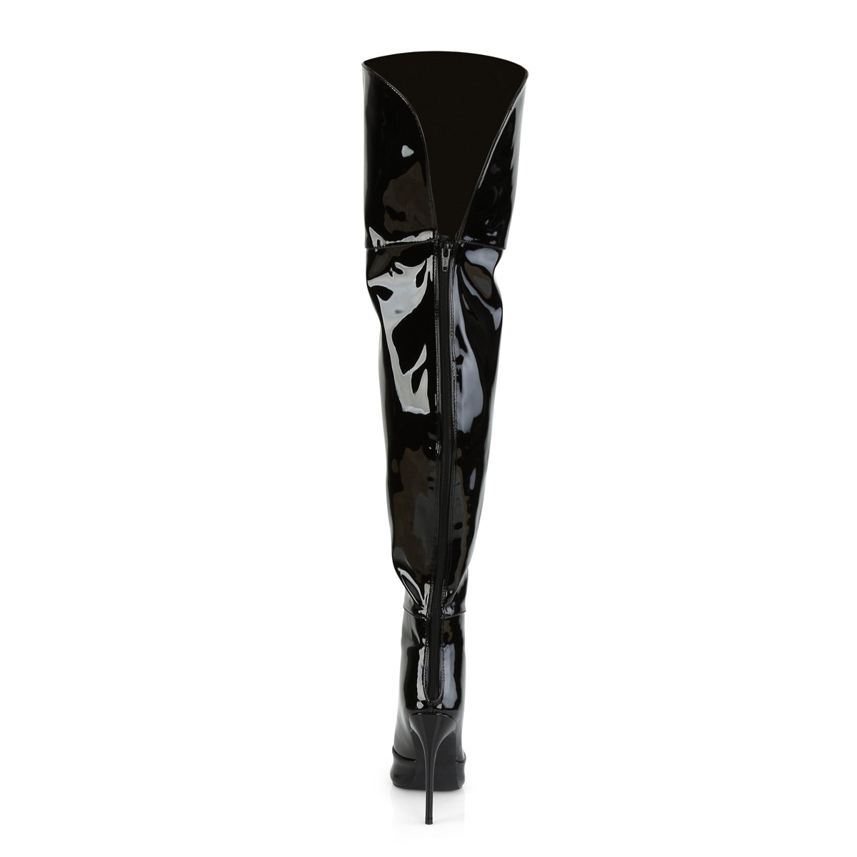 Pleaser COURTLY-3012 Black Thigh High Boots - 5 Inch Heels