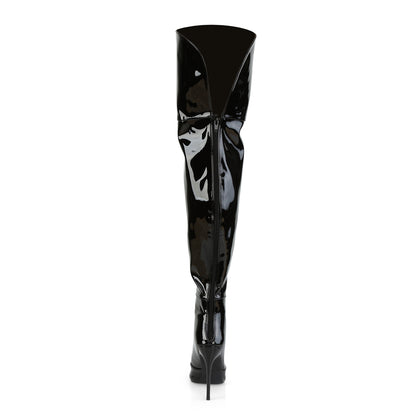 Pleaser COURTLY-3012 Black Thigh High Boots - 5 Inch Heels