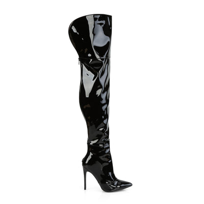 Pleaser COURTLY-3012 Black Thigh High Boots - 5 Inch Heels