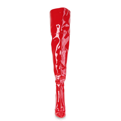 Pleaser COURTLY-3012 Red Thigh High Boots - 5 Inch Heels