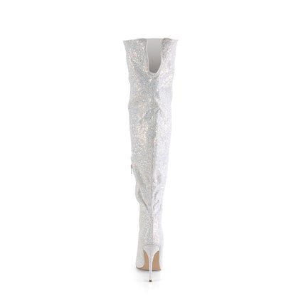 COURTLY-3015 Pleaser White 5 Inch Erotic Thigh Length Boots