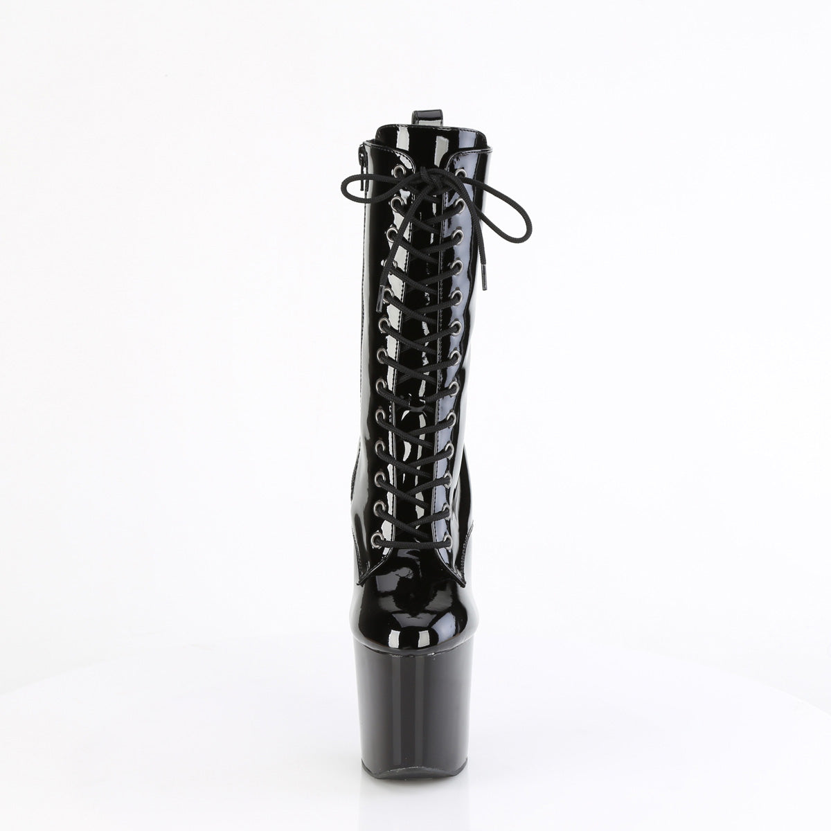 Pleaser CRAZE-1040 Black Lace-Up Platform Ankle Boots - 8 Inch Heels