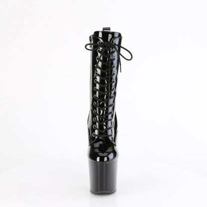 Pleaser CRAZE-1040 Black Lace-Up Platform Ankle Boots - 8 Inch Heels