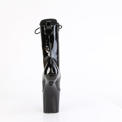 Pleaser CRAZE-1040 Black Lace-Up Platform Ankle Boots - 8 Inch Heels