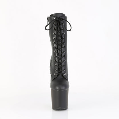 Pleaser CRAZE-1040 Black / Black Matte Lace-Up Platform Ankle Boots - 8 Inch Heels
