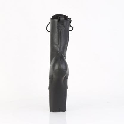 Pleaser CRAZE-1040 Black / Black Matte Lace-Up Platform Ankle Boots - 8 Inch Heels
