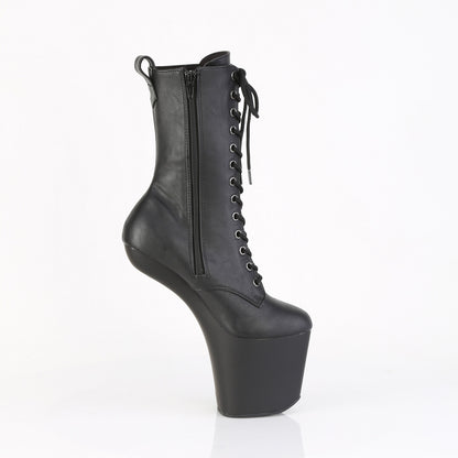 Pleaser CRAZE-1040 Black / Black Matte Lace-Up Platform Ankle Boots - 8 Inch Heels