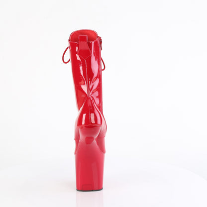 Pleaser CRAZE-1040 Red Lace-Up Platform Ankle Boots - 8 Inch Heels