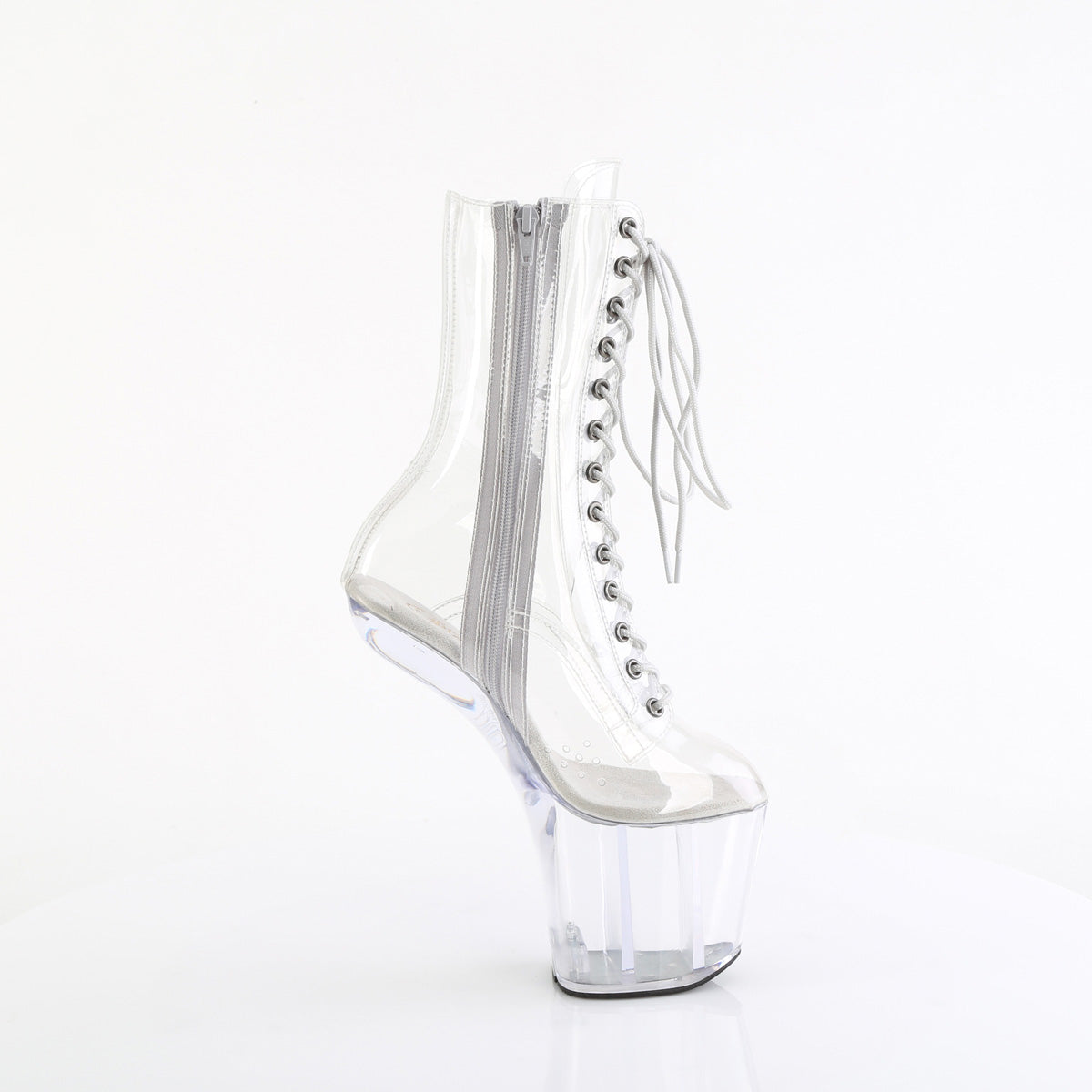 CRAZE-1040C Pleaser Clear 8 Inch Dancing Heels Ankle Boots