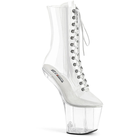 CRAZE-1040C Pleaser Clear 8 Inch Dancing Heels Ankle Boots Clr Clr