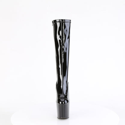 Pleaser CRAZE-2000 Black Platform Knee High Boots - 8 Inch Heels