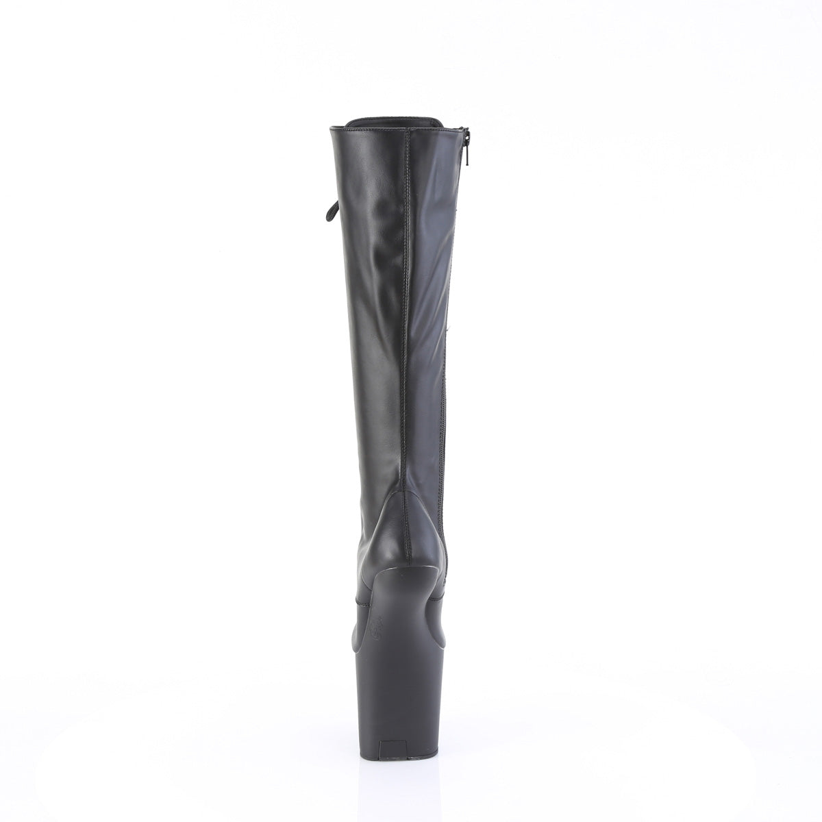 Pleaser CRAZE-2023 Black / Black Matte Lace-Up Platform Knee High Boots - 8 Inch Heels