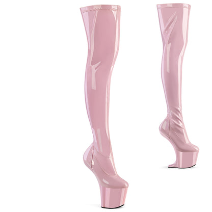 Pleaser CRAZE-3000 Baby Pink Platform Thigh High Boots - 8 Inch Heels