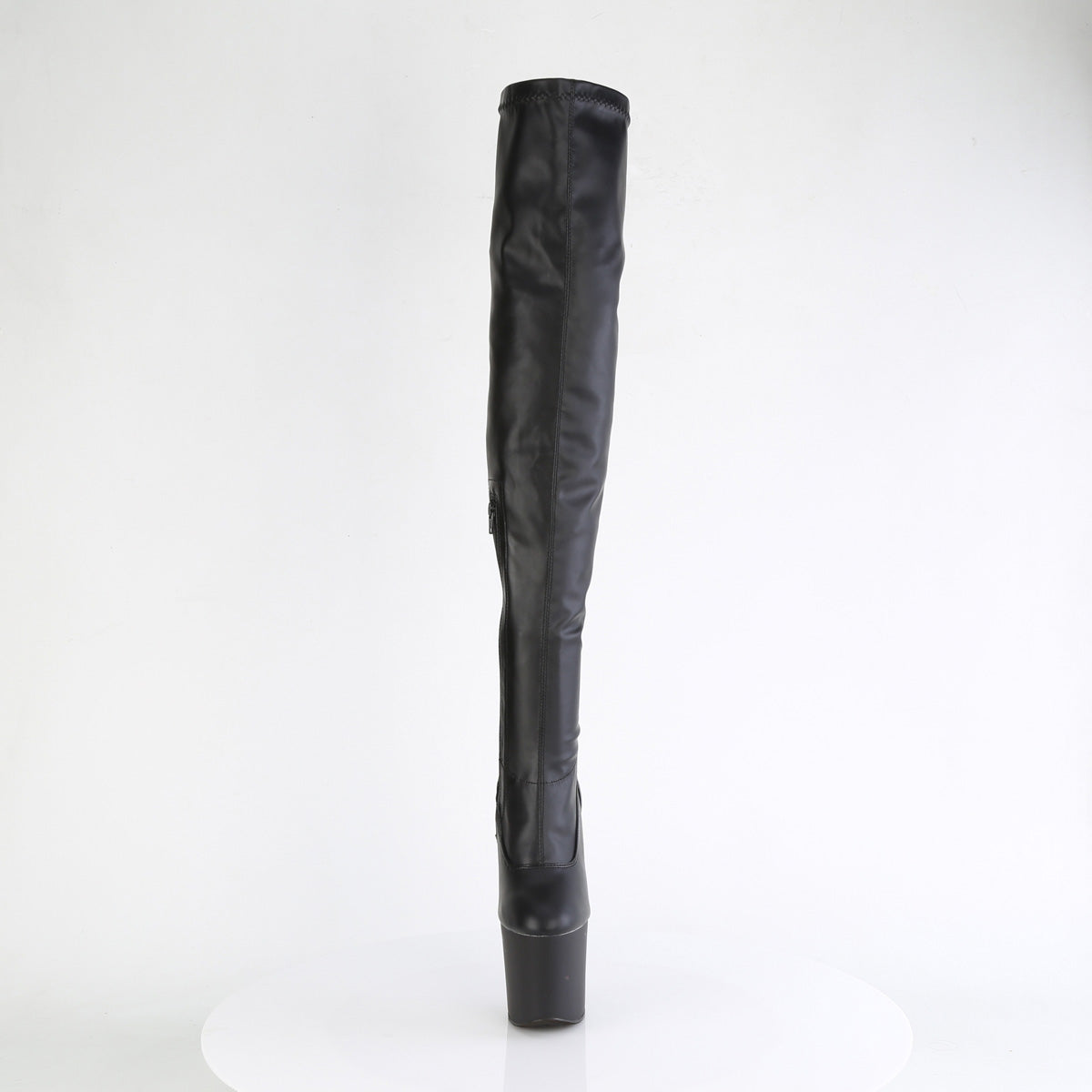 Pleaser CRAZE-3000 Black / Black Matte Platform Thigh High Boots - 8 Inch Heels