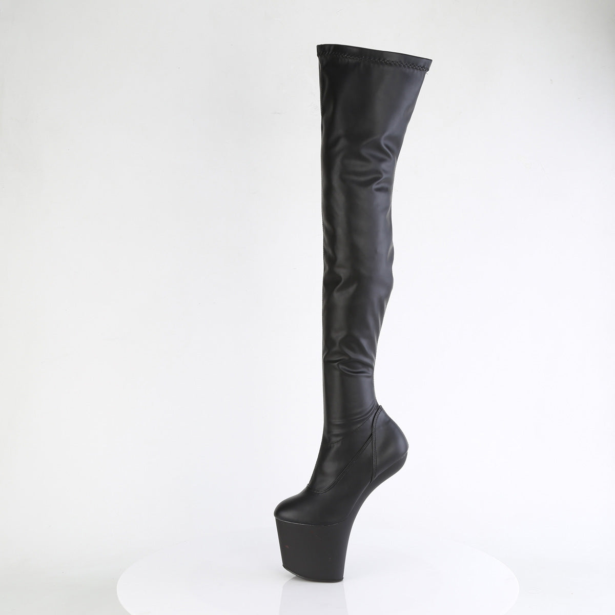 Pleaser CRAZE-3000 Black / Black Matte Platform Thigh High Boots - 8 Inch Heels