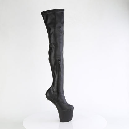 Pleaser CRAZE-3000 Black / Black Matte Platform Thigh High Boots - 8 Inch Heels