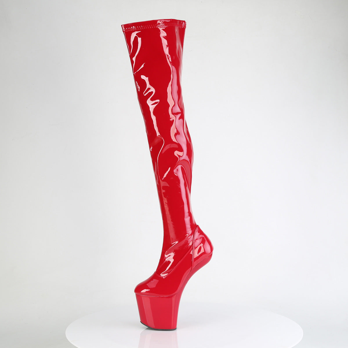 Pleaser CRAZE-3000 Red Platform Thigh High Boots - 8 Inch Heels
