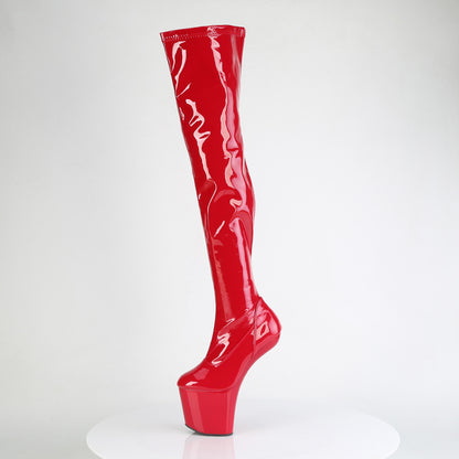 Pleaser CRAZE-3000 Red Platform Thigh High Boots - 8 Inch Heels
