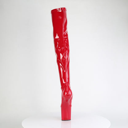 Pleaser CRAZE-3000 Red Platform Thigh High Boots - 8 Inch Heels