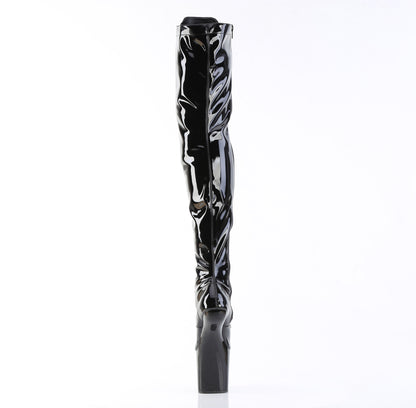 Pleaser CRAZE-3023 Black Lace-Up Platform Thigh High Boots - 8 Inch Heels