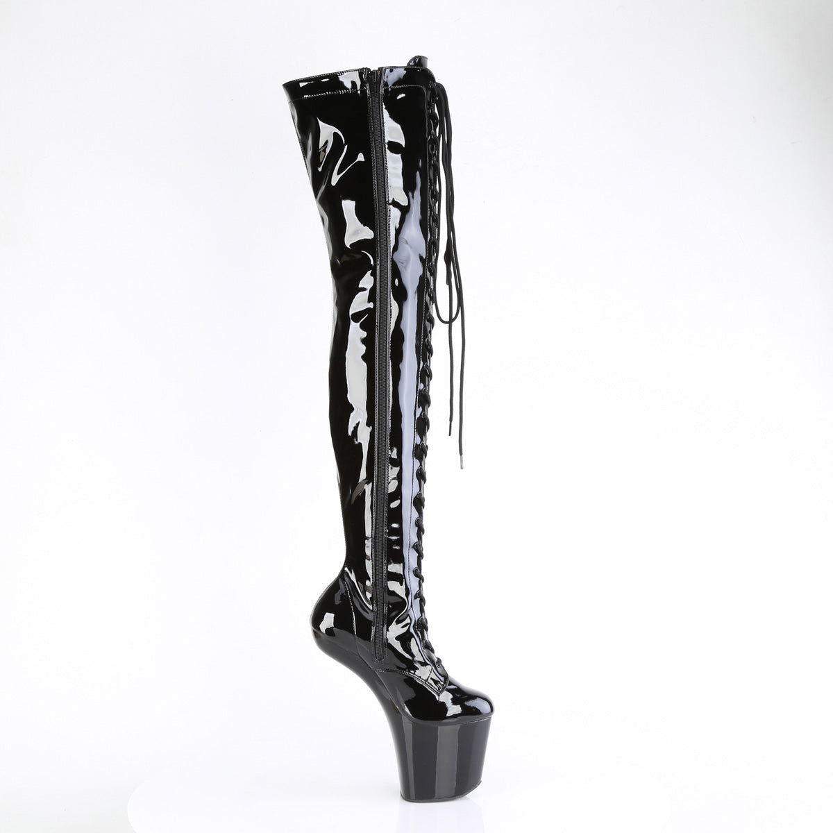 CRAZE-3023 Pleaser Black 8 Inch Strippers Thigh High Boots