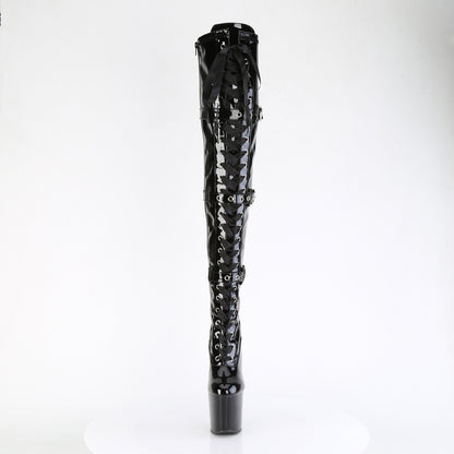 Pleaser CRAZE-3028 Black Lace-Up Platform Thigh High Boots - 8 Inch Heels