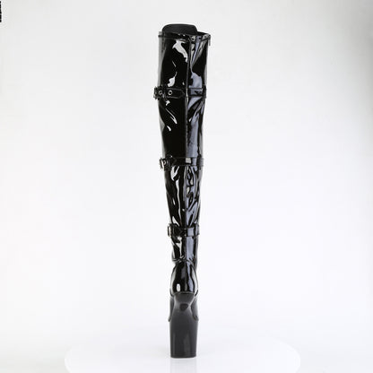 Pleaser CRAZE-3028 Black Lace-Up Platform Thigh High Boots - 8 Inch Heels